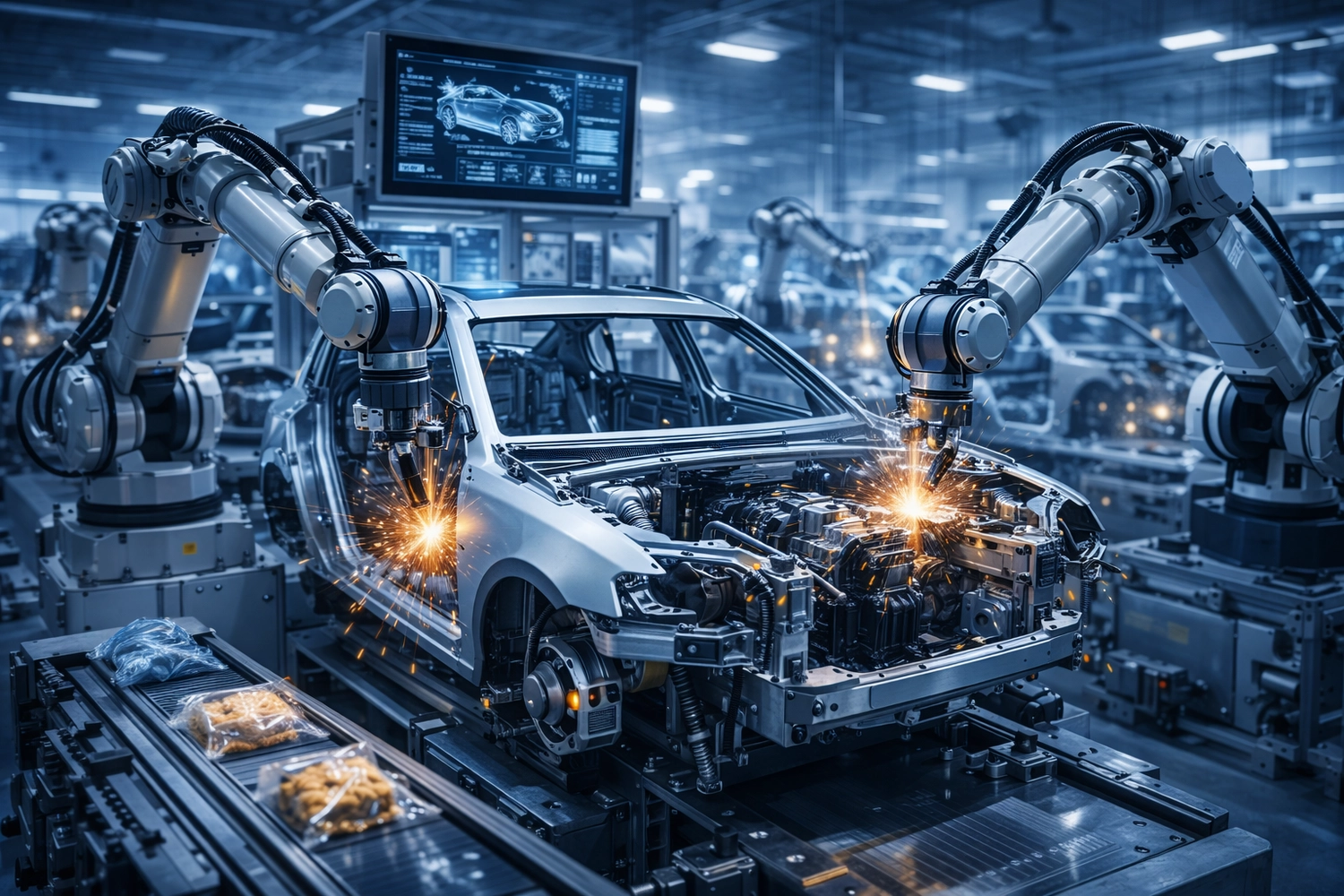 Blum-informatik - Automatisierungsexperten - Dieses Bild zeigt eine moderne, automatisierte Verpackungsfabrik, die fortschrittliche Technologie zur Verbesserung von Effizienz und Präzision nutzt.