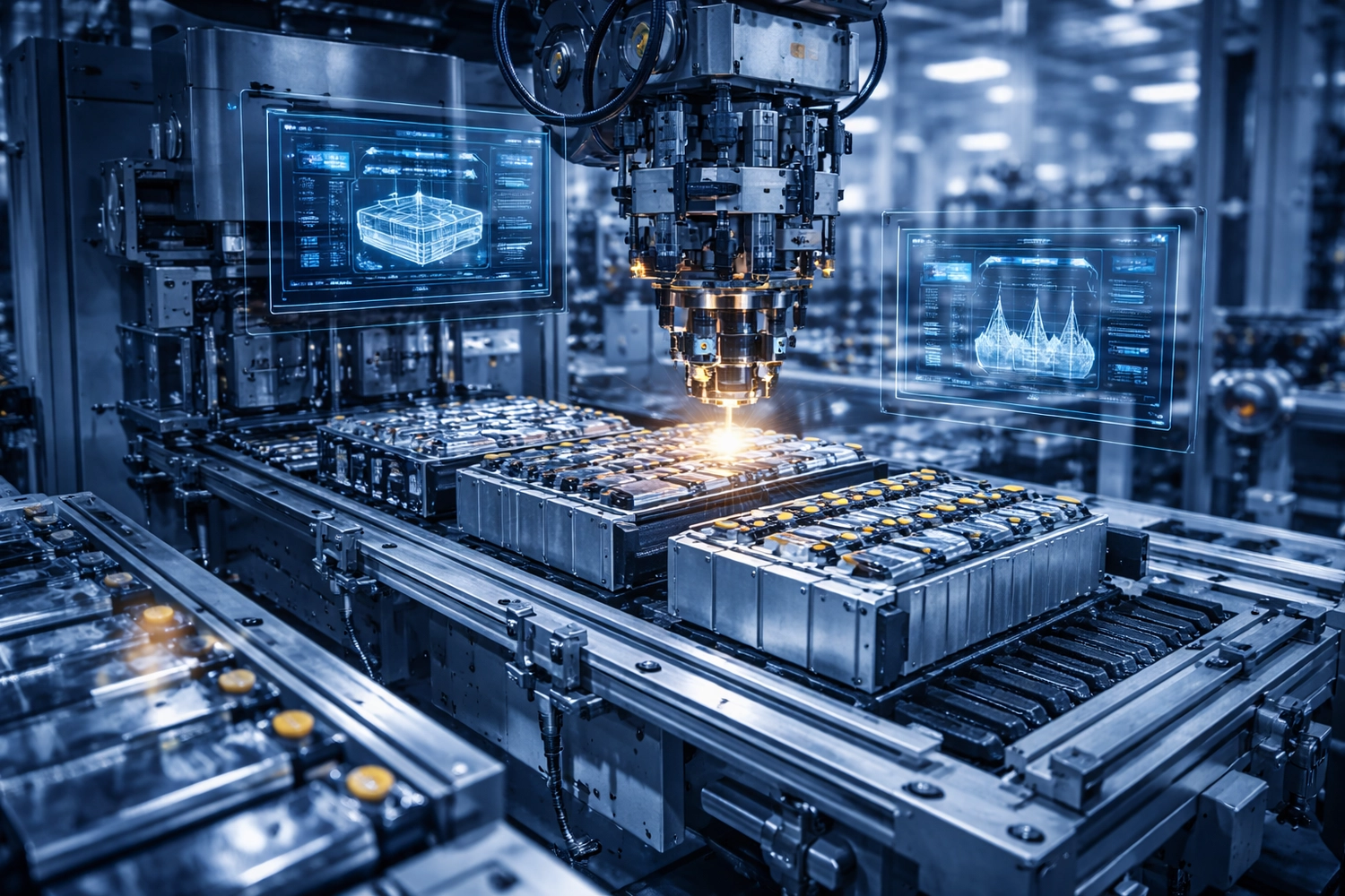 Blum-informatik - Automatisierungsexperten - Dieses Bild zeigt eine moderne, automatisierte Verpackungsfabrik, die fortschrittliche Technologie zur Verbesserung von Effizienz und Präzision nutzt.